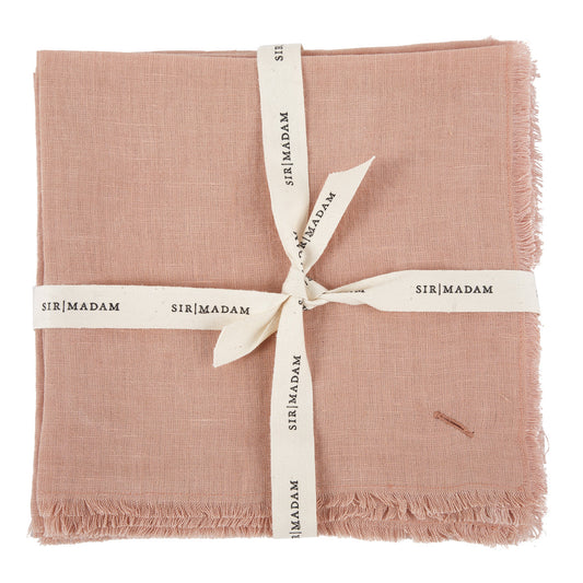 SOLID LINEN NAPKINS, SALMON, SET OF 4
