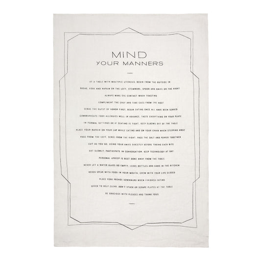 Mind Your Manners Pure Linen Tea Towel
