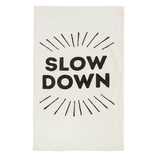 Slow Down Pure Linen Tea Towel