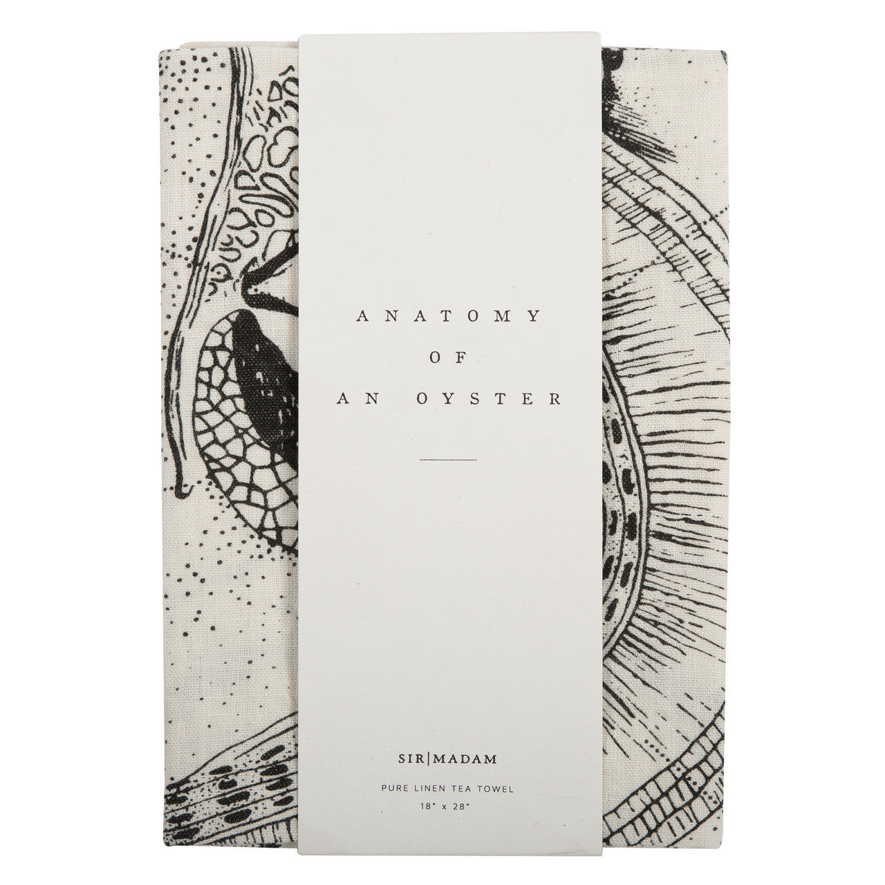 Oyster Anatomy Pure Linen Tea Towel