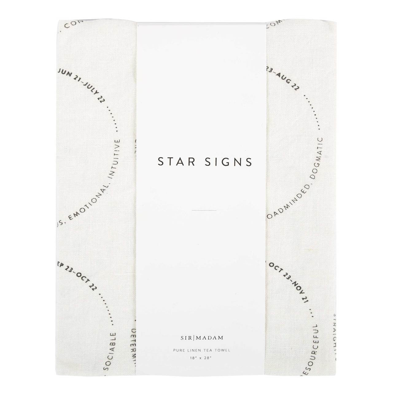 Star Signs Pure Linen Tea Towel