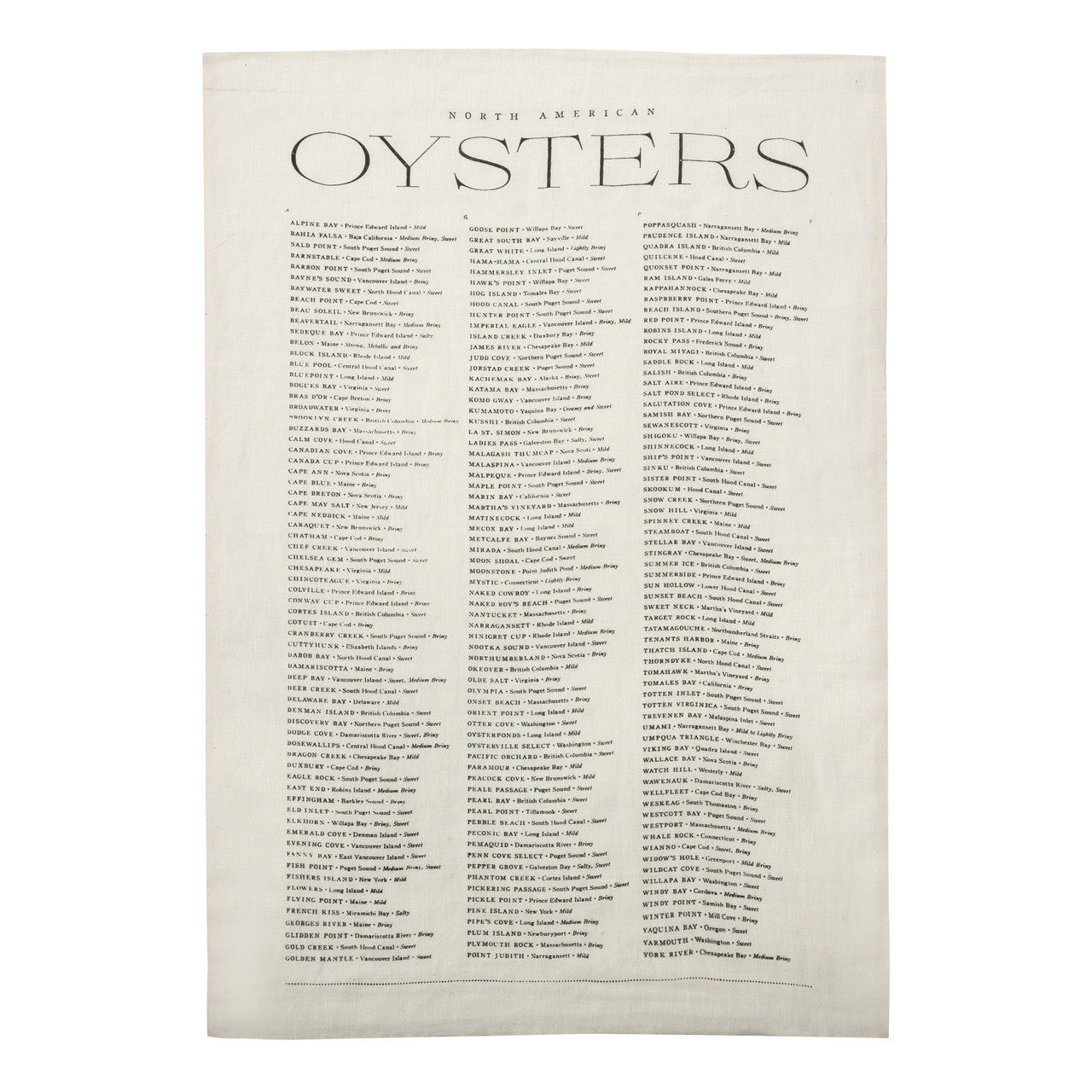 North American Oysters Pure Linen Tea Towel
