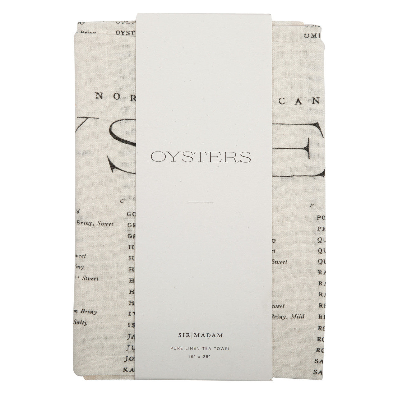 North American Oysters Pure Linen Tea Towel