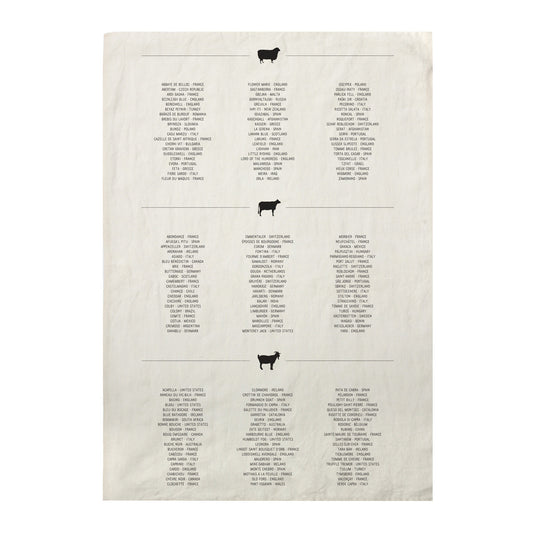 Cheese List Pure Linen Tea Towel