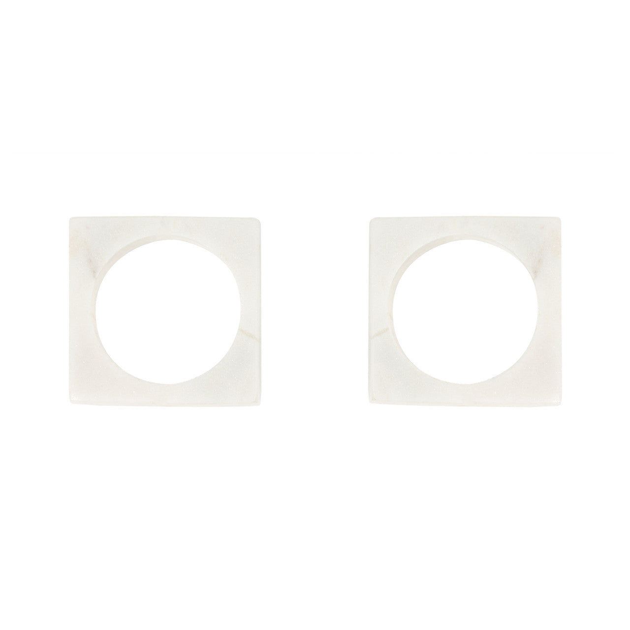 WHITE MARBLE MODERNIST NAPKIN RINGS, SET OF 2