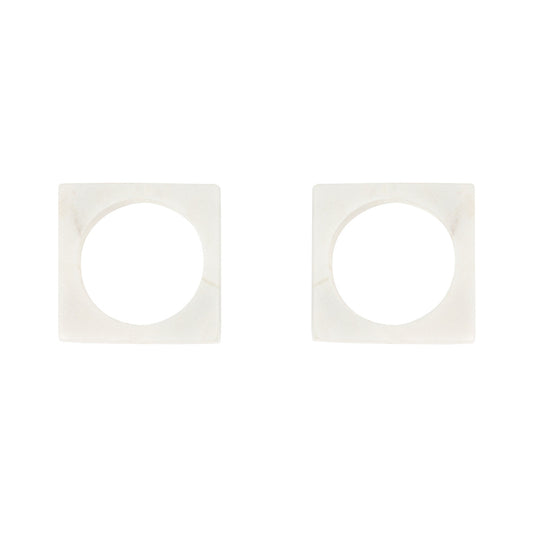 WHITE MARBLE MODERNIST NAPKIN RINGS, SET OF 2